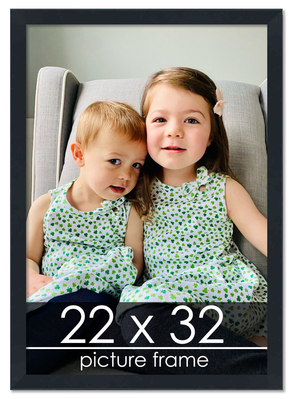 22x32 Slim Profile Black Picture Frame - UV Acrylic, Foam Board Backing, Hanging Hardware